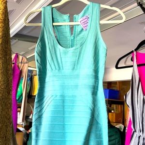 herve leger racerback aqua dress